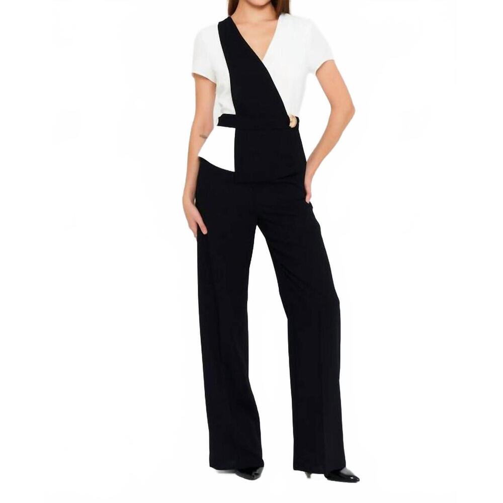 NEW AKALIA estelle jumpsuit in black white